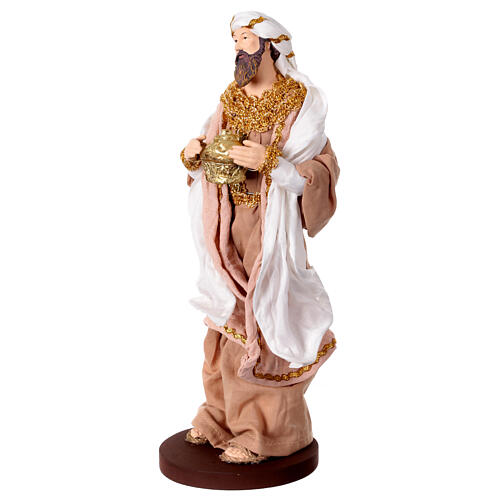 Three Wise Men in resin and fabric with golden details 30 cm 4