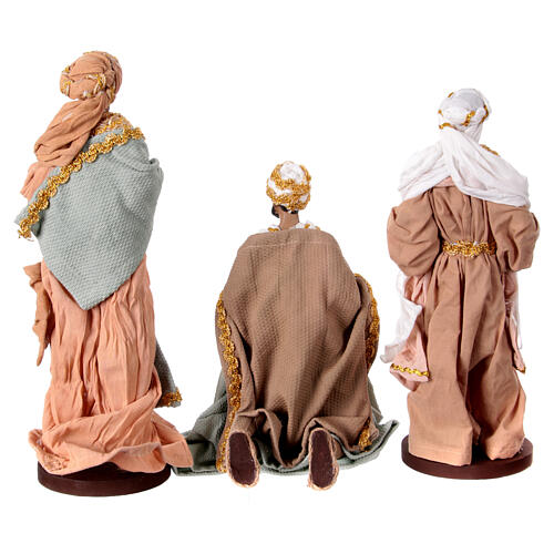 Three Wise Men in resin and fabric with golden details 30 cm 5