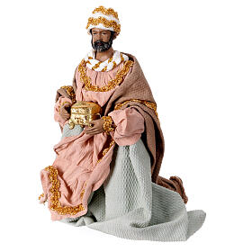 Reyes Magos 30 cm de terracota y tejido detalles oro