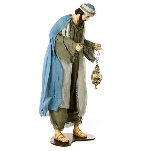 Nativity scene Magi 120 cm, in resin and fabric, with green and grey clothing 10