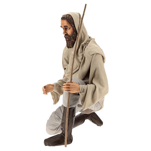 Shepherd 170 cm Life size kneeling in resin and cloth 3