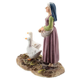 Pastorinha com gansos linha Martino Landi para presépio com figuras de 12 cm de altura média