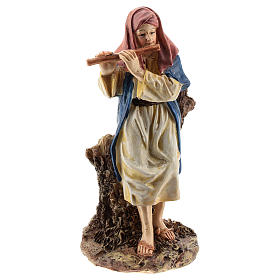 Pastore con piffero presepe 12 cm resina colorata