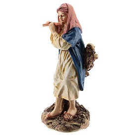 Pastore con piffero presepe 12 cm resina colorata