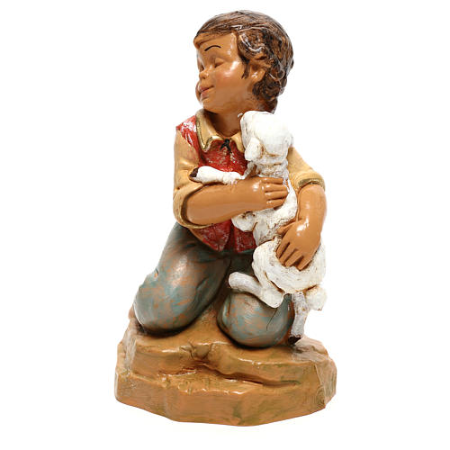 Enfant avec agneau Fontanini pour crèche de 30 cm 2