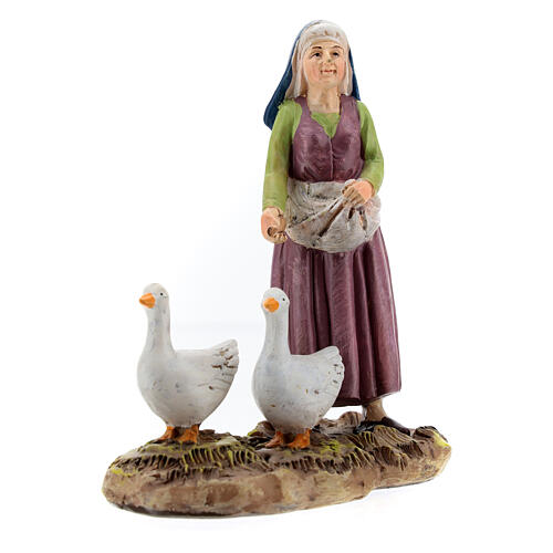 Nativity scene character, woman with geese, Martino Landi brand 10 cm 3