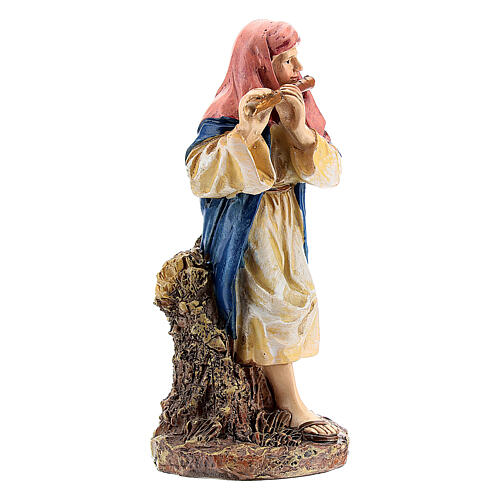 Shepherd with flute figurine, Martino landi nativity 10 cm 3