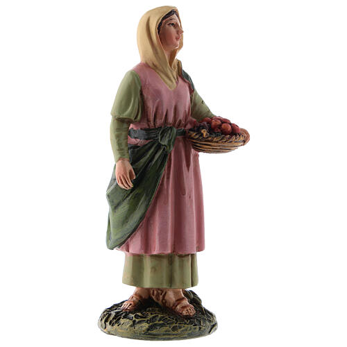Girl with fruit basket in resin for 12 cm Nativity scene, Landi 3
