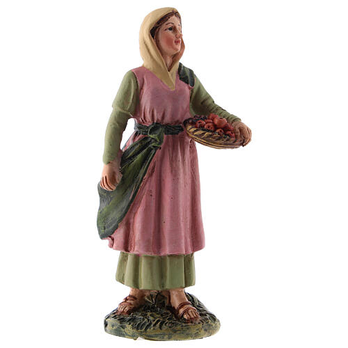 Girl with fruit basket in resin for 10 cm Nativity scene, Landi 3