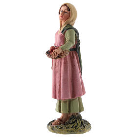 Statua presepe 10 cm pastorella cesto frutta resina