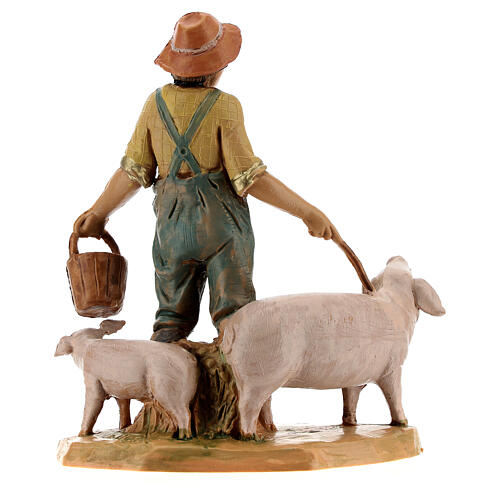 Jovem fazendeiro com porco para presépio Fontanini com figuras de altura média 12 cm 4