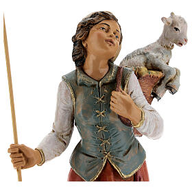 Mulher com cabrito na cesta para presépio Fontanini com figuras de altura média 30 cm