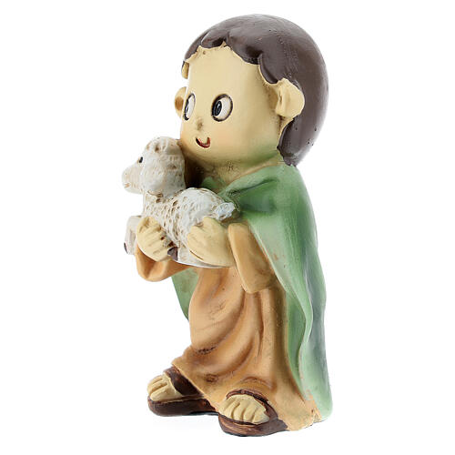 Pastor com ovelha nos braços figura resina Presépio para Crianças altura média 10 cm 2