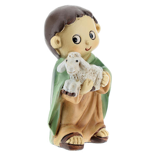 Pastor com ovelha nos braços figura resina Presépio para Crianças altura média 10 cm 3