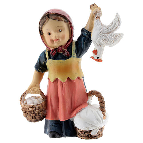 Bergère avec oeufs crèche gamme enfant 9 cm 1