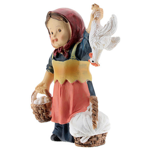 Bergère avec oeufs crèche gamme enfant 9 cm 2