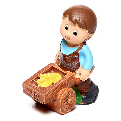 Farmer with wheelbarrow kids nativity set 4 cm 2