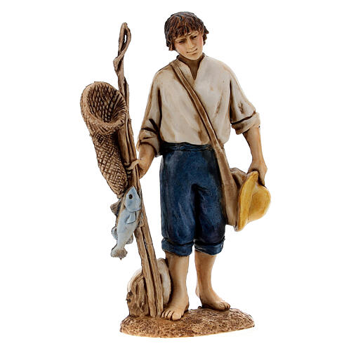 Shepherd bagpipe player and fisherman for Moranduzzo Nativity Scene with standing figurines of 10 cm 3