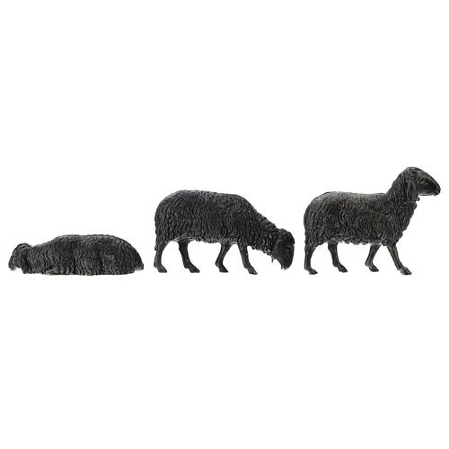 Moutons noirs 3 pcs crèche Moranduzzo 10 cm 5