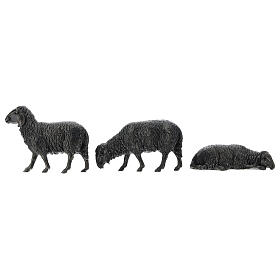 Owce czarne 3 sztuki, szopka Moranduzzo 10 cm