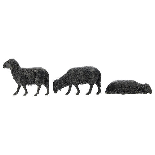 Owce czarne 3 sztuki, szopka Moranduzzo 10 cm 1