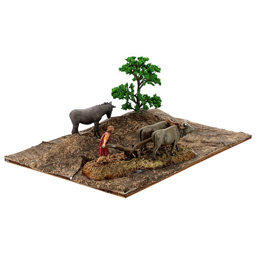 Plow scene with oxen for Moranduzzo crib 6 cm 14x30x20 4