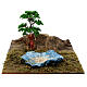 Lago com pescador cenário para presépio Moranduzzo com figuras altura média 6 cm, medidas: 14x30x20 cm s1