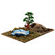 Lago com pescador cenário para presépio Moranduzzo com figuras altura média 6 cm, medidas: 14x30x20 cm s3
