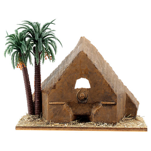 Holy Family with stable and palm trees 10x15x5 cm for Moranduzzo Nativity Scene with 6 cm characters 4