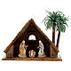 Holy Family with stable and palm trees 10x15x5 cm for Moranduzzo Nativity Scene with 6 cm characters s1