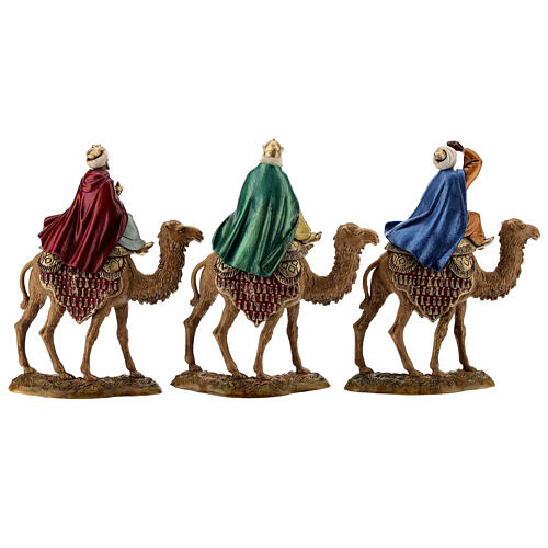 Trzej Królowie Mędrcy na wielbłądach, szopka Moranduzzo 10 cm, styl XVIII wiek 8