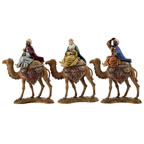 Reis Magos montando camelos para presépio Moranduzzo estilo '700 com figuras altura média 10 cm 1