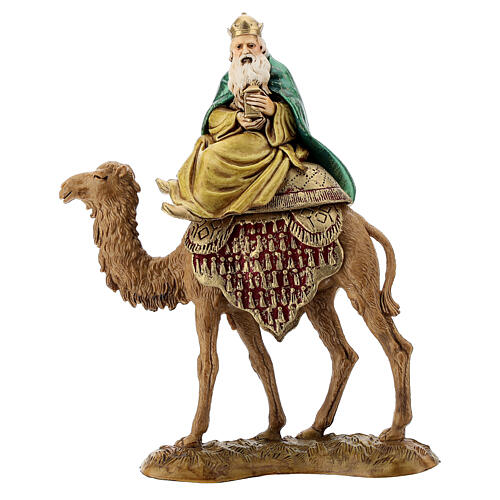 Reis Magos montando camelos para presépio Moranduzzo estilo '700 com figuras altura média 10 cm 3