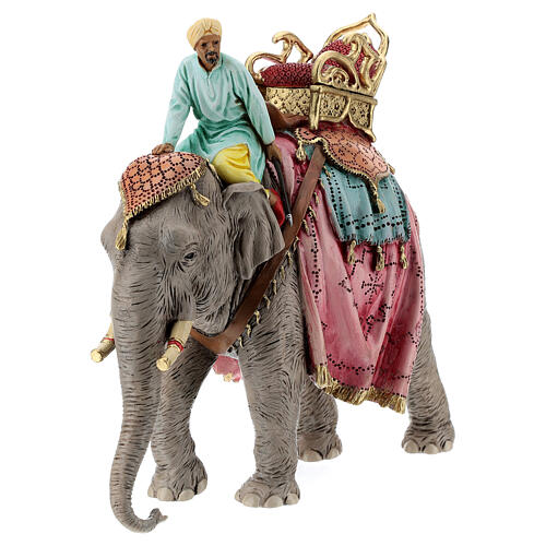 Hombre y elefante belén Moranduzzo 13 cm resina 3