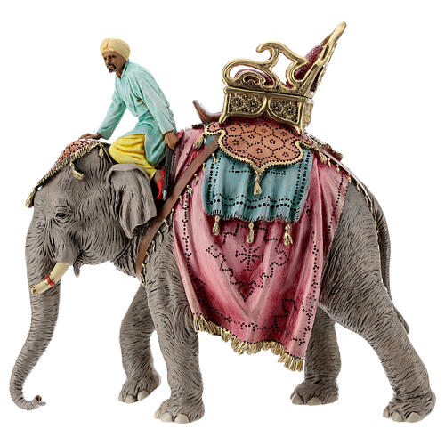 Condutor no elefante resina para presépio Moranduzzo com figuras de 13 cm de altura média 1