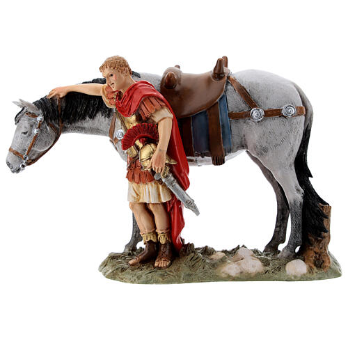 Soldato romano cavallo presepe Moranduzzo 13 cm resina 1