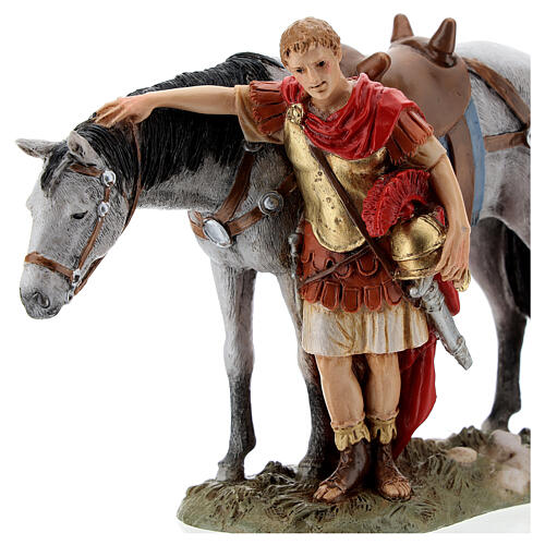 Soldato romano cavallo presepe Moranduzzo 13 cm resina 2