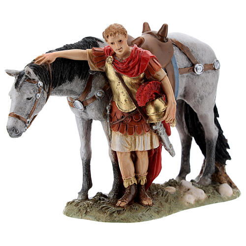 Soldato romano cavallo presepe Moranduzzo 13 cm resina 3
