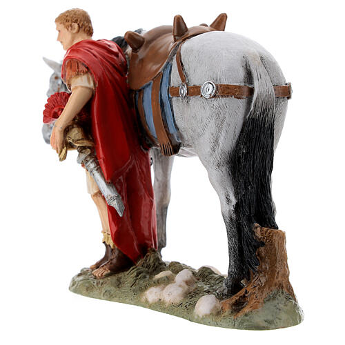 Soldado romano com cavalo resina para presépio Moranduzzo com figuras altura média 13 cm 7