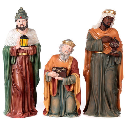 Três Reis Magos resina para presépio com figuras altura média 80 cm 1