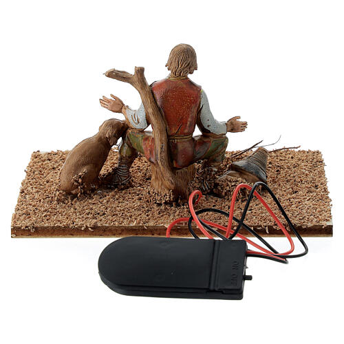 Shepherd with dog and illuminated fire for Moranduzzo Nativity Scene with 10 cm characters 4