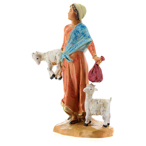 Jeune fille avec chèvre et sac crèche Fontanini 12 cm 2