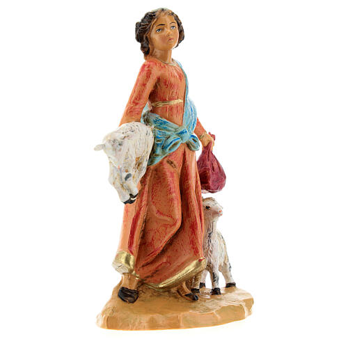 Rapariga com cabras e sacola para presépio Fontanini com figuras de altura média 12 cm 3