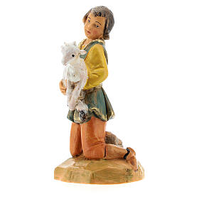 Junge auf seinen Knien mit Ziege in den Händen, Fontanini Weihnachtskrippe, 12 cm