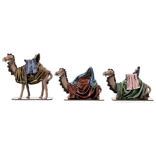 Drei Kamele mit Thron für die Weihnachtskrippe 18 cm 1