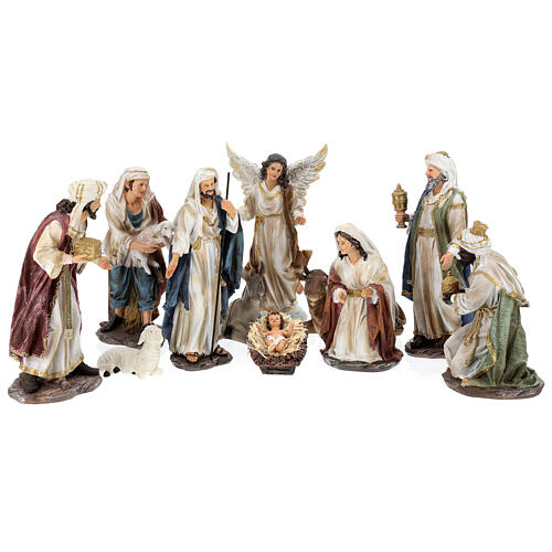 Complete Nativity set of 11 resin figurines 30 cm 1