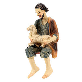 Shepherd with sheep figurine sitting 8-10 cm nativity