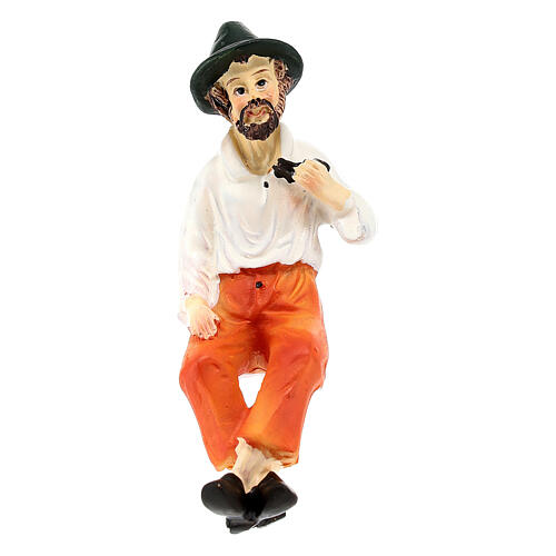 Anziano uomo seduto con pipa presepe 10 cm 1