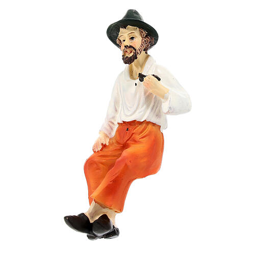 Anziano uomo seduto con pipa presepe 10 cm 2