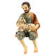 Shepherd sitting down with sheep for Nativity Scene with 12 cm resin characters s2
